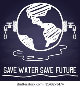 save water save future with chalk font style for go green concept. vector illustration