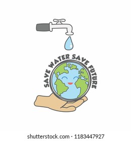 save water save future with chalk font style for go green concept. vector illustration