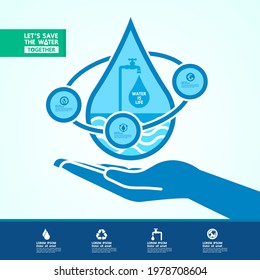 Save the water for green ecology world vector illustration.