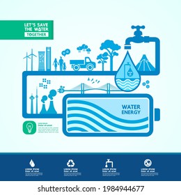 Save the water for green ecology world vector illustration.