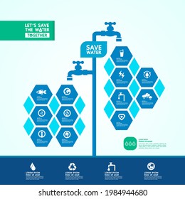 Save the water for green ecology world vector illustration.