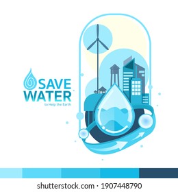 Save Water to Help the World Vector Concept.