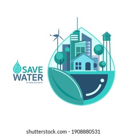 Save Water to Help the World Vector Concept.