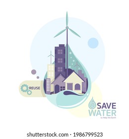 Save Water to Help the World Vector Concept.