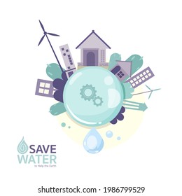 Save Water to Help the World Vector Concept.