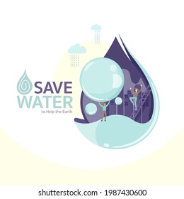 Save Water to Help the World Vector Concept.