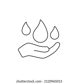 Guardar icono de agua. Agua entre el icono de estilo de línea de icono de mano, estilo aislado en fondo blanco