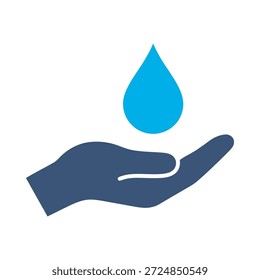 Wasser speichern Symbol blau flach Vektor Design Hand Fangen Dropsymbol Ökologie Natur Ressource Erhaltung Grafik Element Zeichen