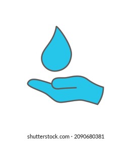 Save water Icon in color icon, isolated on white background 