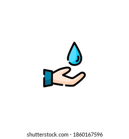 Save water icon. Ecology icon. Simple, flat, outline, black, color.