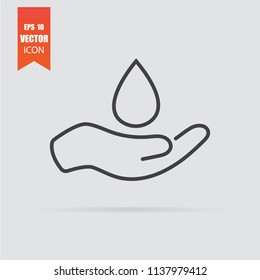 Save water icon in flat style isolated on grey background. For your design, logo. Vector illustration.