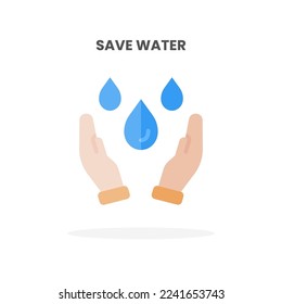 Save Water icon flat. Vector illustration on white background. Can used for web, app, digital product, presentation, UI and many more.