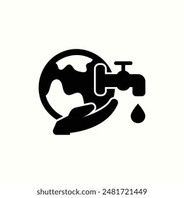 save water icon, isolated environment theme, glyph style illustration icon