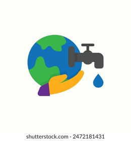 save water icon, isolated flat colored environment icon set