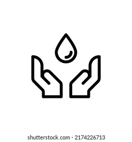 Save Water Icon. Line Art Style Design Isolated On White Background