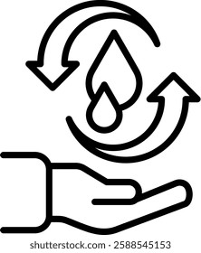 Save Water Icon Line Vector Illustration
