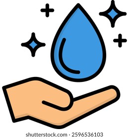 Save Water Icon Lineal Color Vector Illustration