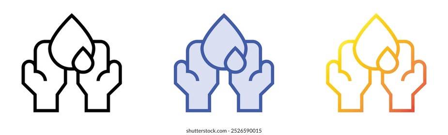save water icon. Linear, Blue Fill and Gradient Style Design Isolated On White Background