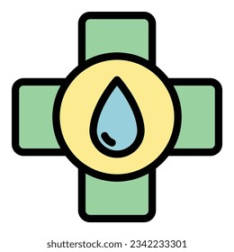 Guardar vector de contorno de icono de agua. Limpieza. Color fresco ecológico plano