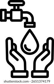 Save Water Icon Outline Vector Illustration