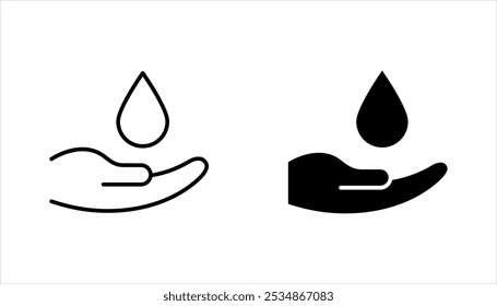 Guardar Conjunto de iconos de agua. Guardar Línea delgada agua, icono de la ecología de la colección de la ecología. Ilustración vectorial sobre fondo blanco