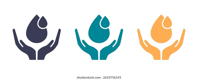 save water icon set vector isolated on white background
