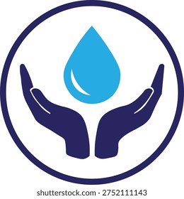 Save water logo art featuring a creative water drop symbol that represents water conservation, environmental protection, and sustainable living. Simple and modern vector design ideal for eco campaigns, water awareness programs, and environmental projects.