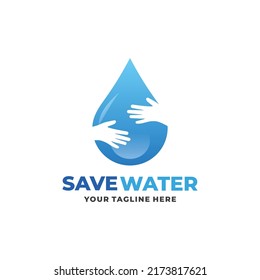 Save water logo. Water care logo