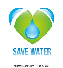 save water over white background vector illustration 
