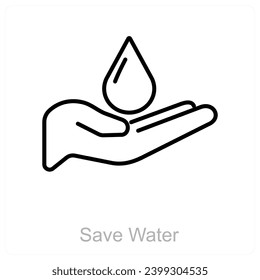 Save Water and water preservation icon concept