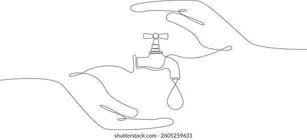 Save water Single Continuous  Line Drawing