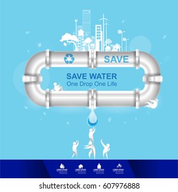 Save Water and Take Care of the World Vector.