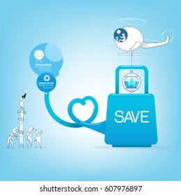 Save Water and Take Care of the World Vector.