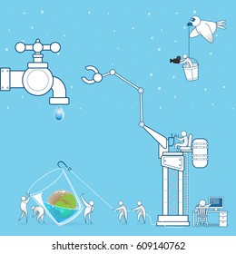 Save Water and Take Care of the World Vector.