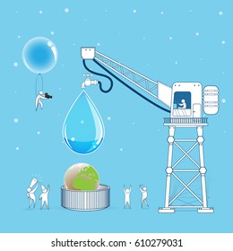 Save Water and Take Care of the World Vector.