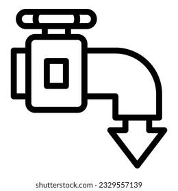 Guardar vector de contorno de icono de grifo de agua. Caída ecológica. Bebida de cuidado