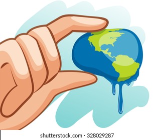 Save water theme with hand squeezing earth illustration