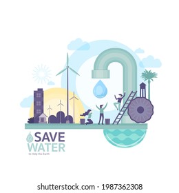 Save Water Vector Banner Template