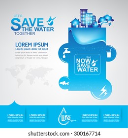 Save water Vector Concept Ecology Saving