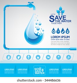 Save Water vector concept Ecology Saving