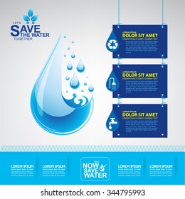 Save Water Vector Concept Ecology Template