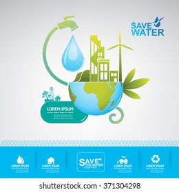 Save Water Vector Concept Ecology