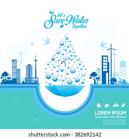 Save Water Vector Concept Let's Save Water Together