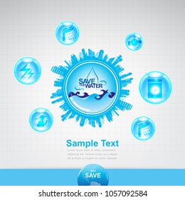 Save Water Vector Concept Water is Life.