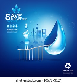 Save Water Vector Concept Water is Life.