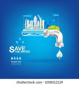 Save Water Vector Concept Water is Life.