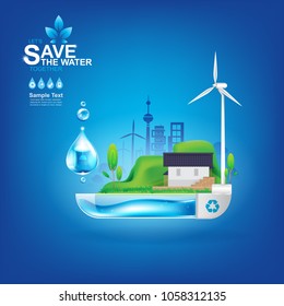 Save Water Vector Concept Water is Life.