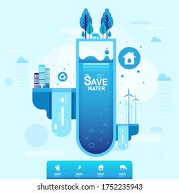 Save Water Vector Concept Water is Life.