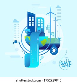 Save Water Vector Concept Water is Life.