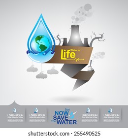 Save The Water Vector Concept Life